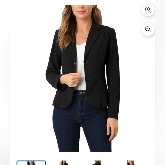 Allegra K Women's Blazer Lapel Collar Long Sleeves Work Jacket Suit Blazer Black - Picture 1 of 8